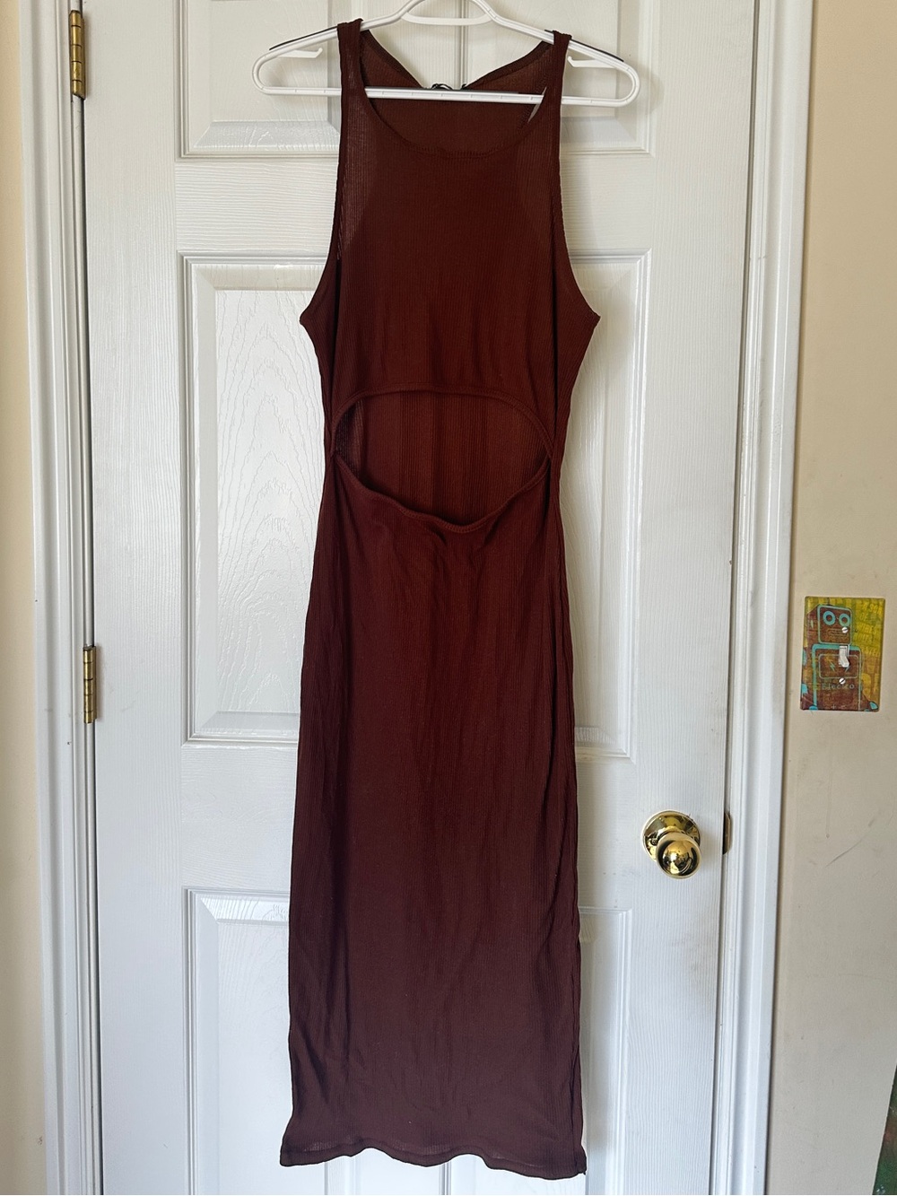 Brown maxi dress with cutout detail